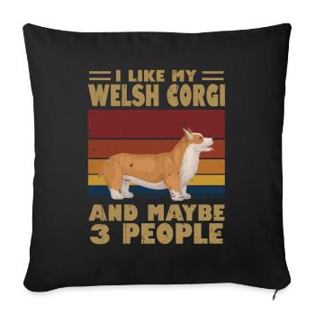 Corgi gallois - Housse de coussin décorative 45 x 45 cm - noir - Devant