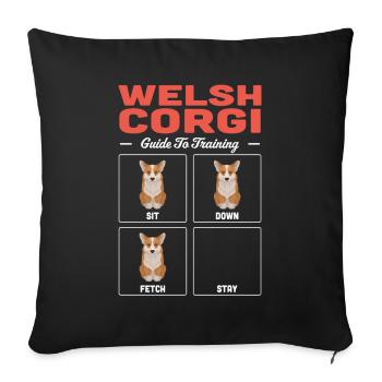 Corgi gallois - Housse de coussin décorative 45 x 45 cm - noir - Devant