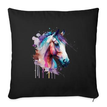Joli cheval pour les amoureux des chevaux Coloré - Housse de coussin décorative 45 x 45 cm - noir - Devant