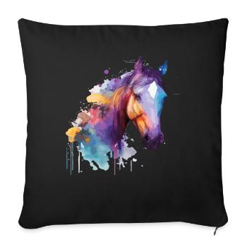 Joli cheval pour les amoureux des chevaux Coloré - Housse de coussin décorative 45 x 45 cm - noir - Devant