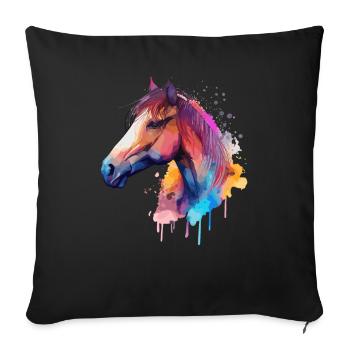 Joli cheval pour les amoureux des chevaux Coloré - Housse de coussin décorative 45 x 45 cm - noir - Devant
