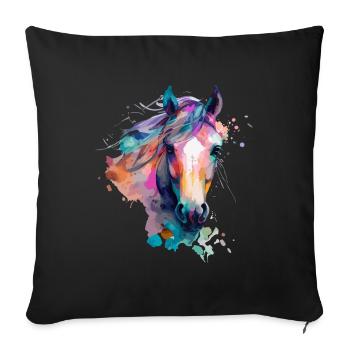 Joli cheval pour les amoureux des chevaux Coloré - Housse de coussin décorative 45 x 45 cm - noir - Devant