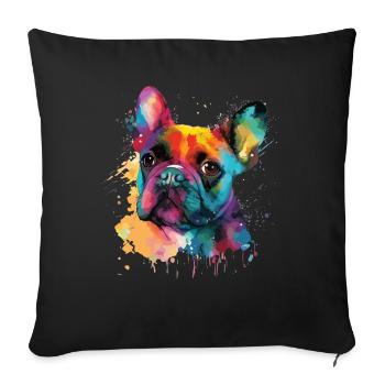 Français Bulldog pour les amoureux des chiens - Housse de coussin décorative 45 x 45 cm - noir - Devant