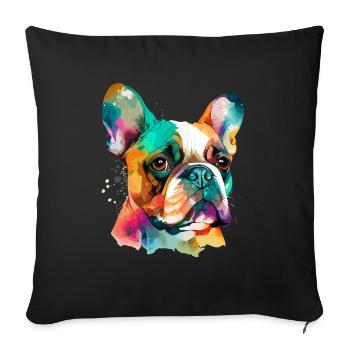 Français Bulldog pour les amoureux des chiens - Housse de coussin décorative 45 x 45 cm - noir - Devant
