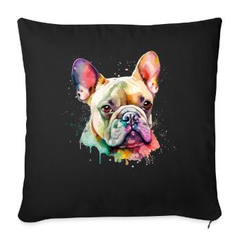 Français Bulldog pour les amoureux des chiens - Housse de coussin décorative 45 x 45 cm - noir - Devant
