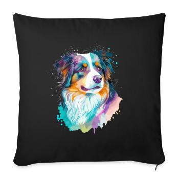 Australian Shepherd Dogs Mistress Master - Sofa pillowcase 17,3'' x 17,3'' (45 x 45 cm) - black - Front