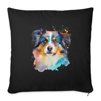 Australian Shepherd Dogs Mistress Master - Sofa pillowcase 17,3'' x 17,3'' (45 x 45 cm) - black - Front