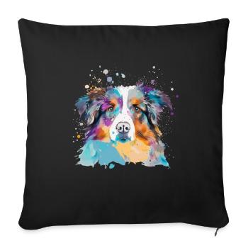 Australian Shepherd Dogs Mistress Master - Sofa pillowcase 17,3'' x 17,3'' (45 x 45 cm) - black - Front