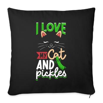 I love my cat and pickles - Cucumbers - Sofa pillowcase 17,3'' x 17,3'' (45 x 45 cm) - black - Front