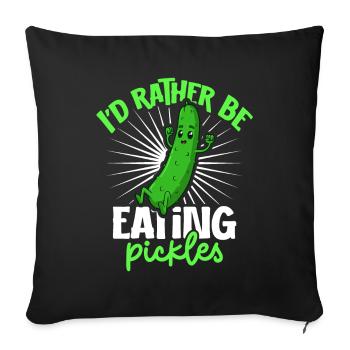 I'd rather be eating pickles - Gurke - Sofakissenbezug 45 x 45 cm - Schwarz - Vorne