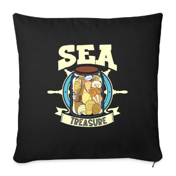 Trésor de la mer - Coquillages - Housse de coussin décorative 45 x 45 cm - noir - Devant
