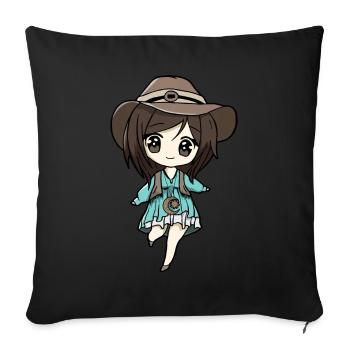 Bohemian Aesthetic Anime Girl Chibi Celestial - Sofa pillowcase 17,3'' x 17,3'' (45 x 45 cm) - black - Front