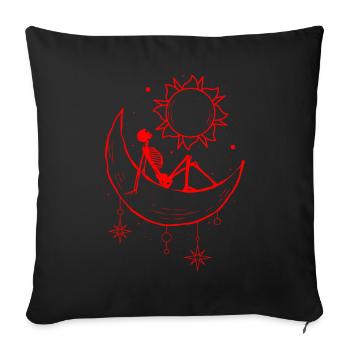 Bohemian Aesthetic Gothic Skeleton Sun and Moon - Sofa pillowcase 17,3'' x 17,3'' (45 x 45 cm) - black - Front