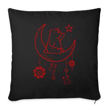 Bohemian Aesthetic Kawaii Bear Sun and Moon - Sofa pillowcase 17,3'' x 17,3'' (45 x 45 cm) - black - Front
