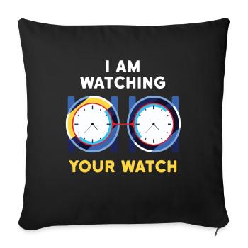 Je regarde votre montre manuelle - Housse de coussin décorative 45 x 45 cm - noir - Devant