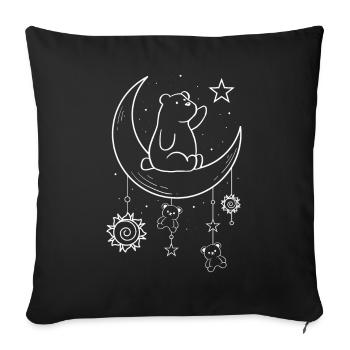 Bohemian Aesthetic Kawaii Bear Celestial - Sofa pillowcase 17,3'' x 17,3'' (45 x 45 cm) - black - Front