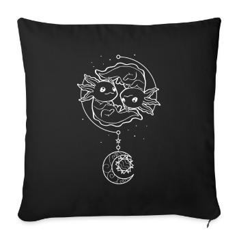 Bohemian Aesthetic Kawaii Axolotl Yin Yang - Sofa pillowcase 17,3'' x 17,3'' (45 x 45 cm) - black - Front