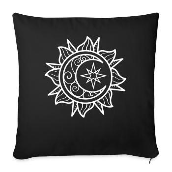 Bohemian Aesthetic Sun and Moon - Sofa pillowcase 17,3'' x 17,3'' (45 x 45 cm) - black - Front