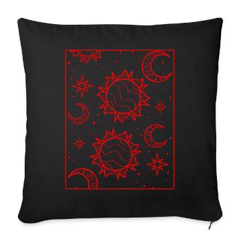 Bohemian Aesthetic Sun and Moon Pattern - Sofa pillowcase 17,3'' x 17,3'' (45 x 45 cm) - black - Front