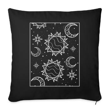 Bohemian Aesthetic Sun and Moon Pattern - Sofa pillowcase 17,3'' x 17,3'' (45 x 45 cm) - black - Front