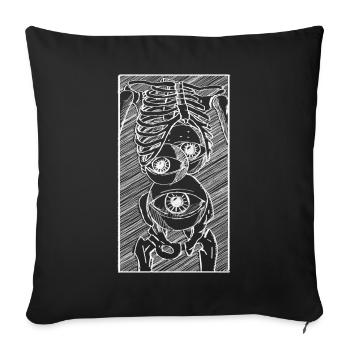 Art Academia Aesthetic Weirdcore Skeleton Eyeballs - Sofa pillowcase 17,3'' x 17,3'' (45 x 45 cm) - black - Front
