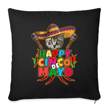 Cinco De Mayo Cat - Sofa pillowcase 17,3'' x 17,3'' (45 x 45 cm) - black - Front