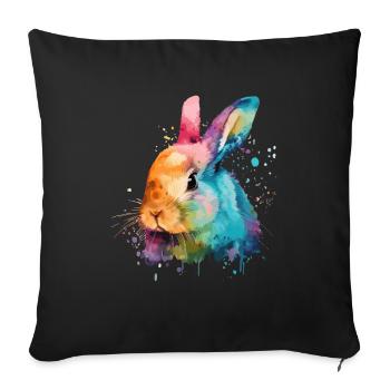 Cute little rabbit For rabbit lovers Colorful - Sofa pillowcase 17,3'' x 17,3'' (45 x 45 cm) - black - Front