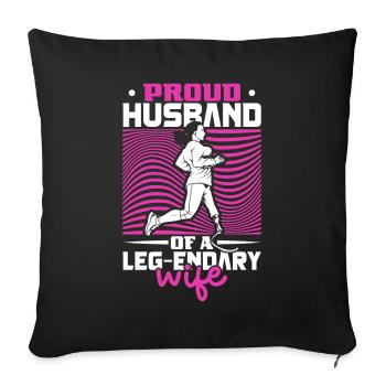 Proud husband - prosthetic leg - Sofa pillowcase 17,3'' x 17,3'' (45 x 45 cm) - black - Front