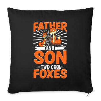 Cool foxes - father and son - Sofa pillowcase 17,3'' x 17,3'' (45 x 45 cm) - black - Front
