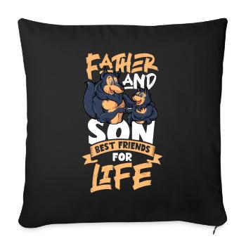 Amis pour la vie - Père et fils - Housse de coussin décorative 45 x 45 cm - noir - Devant