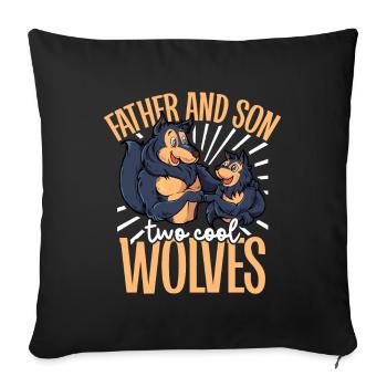 Coole Wölfe - Vater und Sohn - Sofakissenbezug 45 x 45 cm - Schwarz - Vorne
