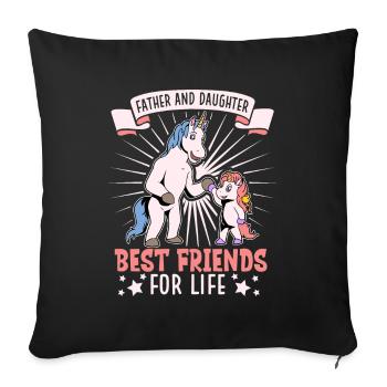 Amis pour la vie - père et fille - Housse de coussin décorative 45 x 45 cm - noir - Devant