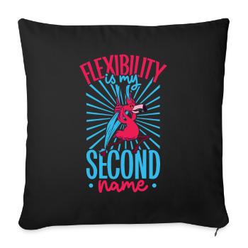 Flamingo beim Aerial Silks - Sofakissenbezug 45 x 45 cm - Schwarz - Vorne