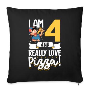 Ich bin 4 - Jungen Pizza - Sofakissenbezug 45 x 45 cm - Schwarz - Vorne