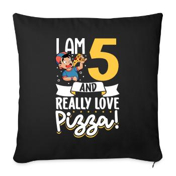 I'm 5 - Boy Pizza - Sofa pillowcase 17,3'' x 17,3'' (45 x 45 cm) - black - Front