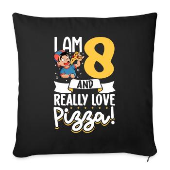 I'm 8 - Boy Pizza - Sofa pillowcase 17,3'' x 17,3'' (45 x 45 cm) - black - Front