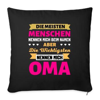 Oma Geschenk zum Geburtstag - Omi ist die beste - Sofakissenbezug 45 x 45 cm - Schwarz - Vorne