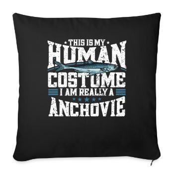 Anchovies Pisces Sardinia Gift - Sofa pillowcase 17,3'' x 17,3'' (45 x 45 cm) - black - Front
