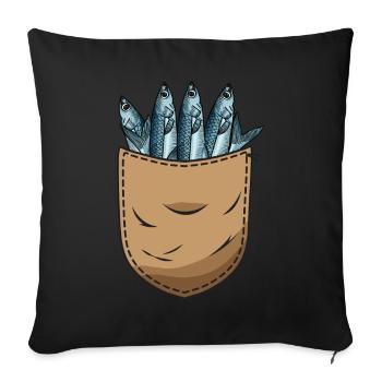 Anchovies Pisces Sardinia Gift - Sofa pillowcase 17,3'' x 17,3'' (45 x 45 cm) - black - Front