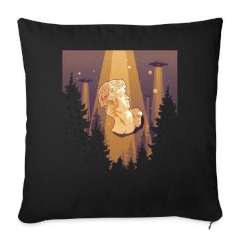 Cryptidcore Aesthetic David Statue UFO - Sofa pillowcase 17,3'' x 17,3'' (45 x 45 cm) - black - Front