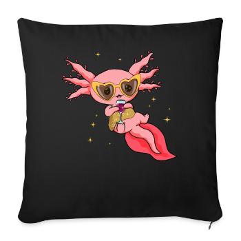 Boujee Aesthetic Kawaii Axolotl Wine Bougie - Sofa pillowcase 17,3'' x 17,3'' (45 x 45 cm) - black - Front