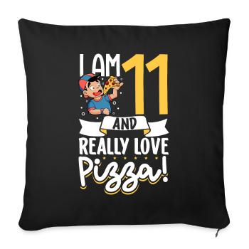 J’ai 11 ans - Boys Pizza - Housse de coussin décorative 45 x 45 cm - noir - Devant