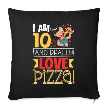 J’ai 10 ans - Girl Pizza - Housse de coussin décorative 45 x 45 cm - noir - Devant