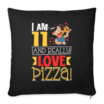J’ai 11 ans - Girl Pizza - Housse de coussin décorative 45 x 45 cm - noir - Devant