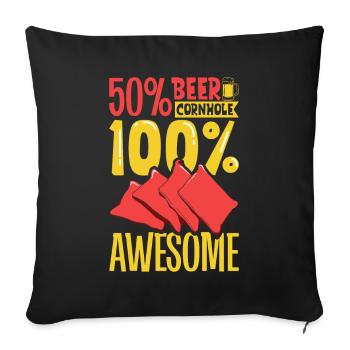 50 pour cent de bière - 50 pour cent de cornhole - Housse de coussin décorative 45 x 45 cm - noir - Devant