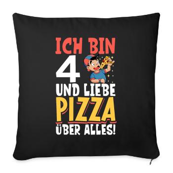 Ich bin 4 - Jungen Pizza - Sofakissenbezug 45 x 45 cm - Schwarz - Vorne