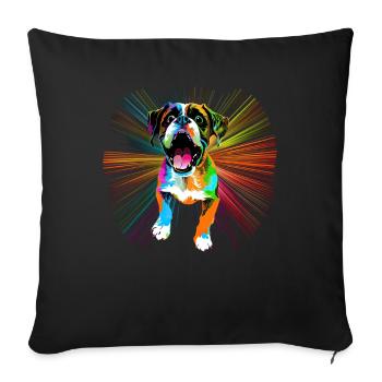 Dog Cartoon Boxer Design pour les amoureux des chiens - Housse de coussin décorative 45 x 45 cm - noir - Devant