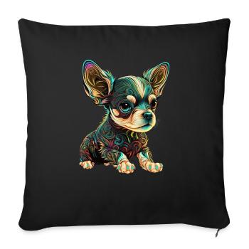 Dog Cartoon Chihuahua Design pour les amoureux des chiens - Housse de coussin décorative 45 x 45 cm - noir - Devant
