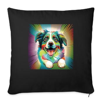 Dogs Australian Shepherd dog lovers Aussie - Sofa pillowcase 17,3'' x 17,3'' (45 x 45 cm) - black - Front