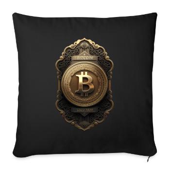 Bitcoin Design für BTC Fans - Sofakissenbezug 45 x 45 cm - Schwarz - Vorne
